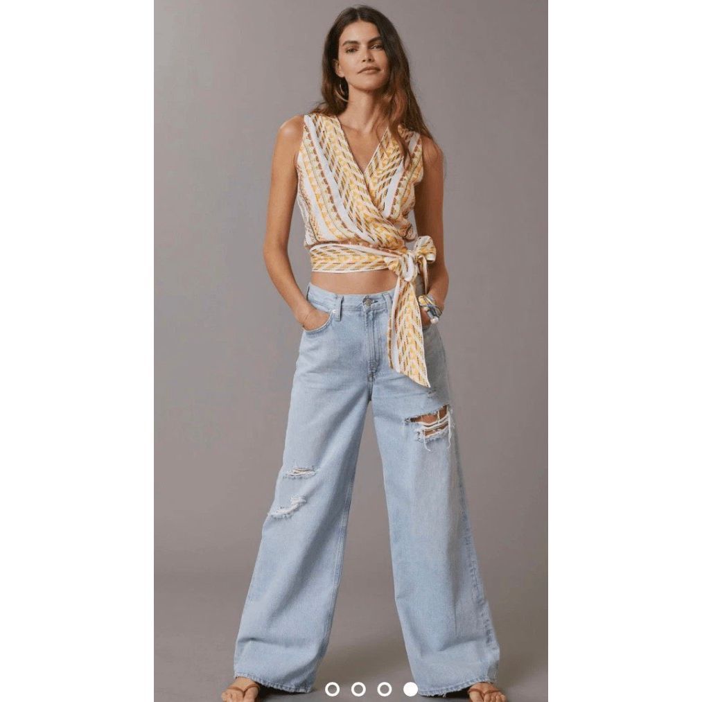 Anthropologie Dolan Embroidered Wrap Top Size M Nwt